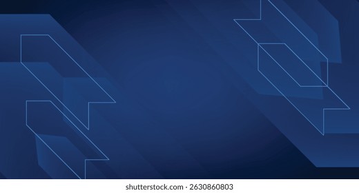 Abstrato azul escuro sobrepõe sombra e fundo de luzes. Vetor de modelo de recorte de papel com linha reta e sombra. Fundo azul escuro com design de padrão da moda. Vetor Eps10