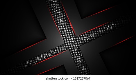 Abstract dark blue overlapping background a combination with light and glitters silver. Luxury and modern paper cover background for use frame, cover, banner, corporate, card