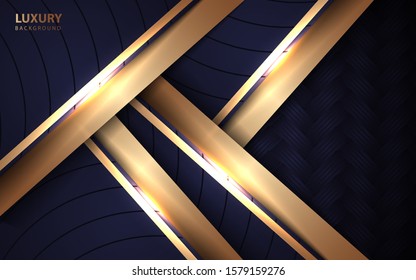 Abstract dark blue overlapping background a combination with light golden decoration. Luxury and modern paper cover background for use frame, cover, banner, corporate, card