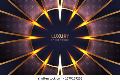 Abstract dark blue overlapping background a combination with light golden decoration. Luxury and modern paper cover background for use frame, cover, banner, corporate, card