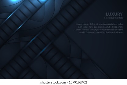 Abstract dark blue overlapping background a combination with light glitters and sparkle decoration. Luxury and modern paper cover background for use frame, cover, banner, corporate, card