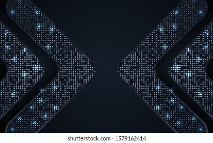 Abstract dark blue overlapping background a combination with light glitters and sparkle decoration. Luxury and modern paper cover background for use frame, cover, banner, corporate, card