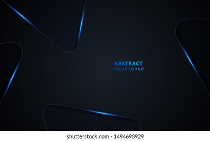 Abstract dark blue overlapping layers background with light technology concept. Vector design template for use element cover, banner, brochure, card, corporate, advertising, website