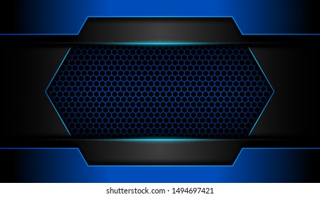 Abstract dark blue overlapping layers background with light technology concept. Vector design template for use element cover, banner, brochure, card, corporate, advertising, website