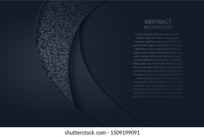 Abstract dark blue overlapping layers background a combination with glitters element decoration. Luxury and elegant vector design template for use modern cover, banner, card, corporate advertising