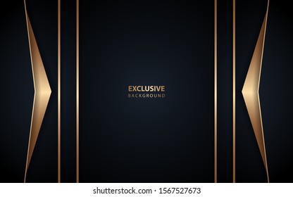 Abstract dark blue overlapping layers background a combination with golden texture line decoration. Dark luxury and premium concept vector design template for element modern cover, banner, card