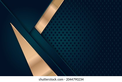 Abstract dark blue paper background with shape overlapping layer