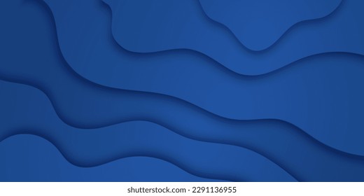 abstraktes dunkelblaues Papier und überlappende Wellenliniendimension Modernes Webbanner-Design, Vektorhintergrund