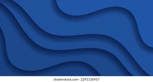 papel azul oscuro abstracto y dimensión de la línea de onda de solapamiento diseño de banner de sitio web moderno fondo vectorial