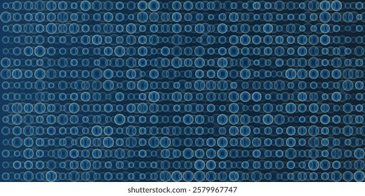 Abstract Dark Blue Pattern of Small Circular Gradient Shapes of Changing Sizes, Layers of Circles Colored in Shades of Blue - Geometric Mosaic Texture, Vector Background Design