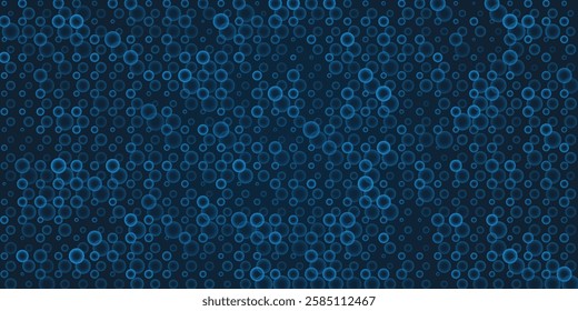 Abstract Dark Blue Pattern of Small Circular Gradient Shapes of Changing Sizes, Layers of Circles Colored in Shades of Blue - Geometric Mosaic Texture, Vector Background Design
