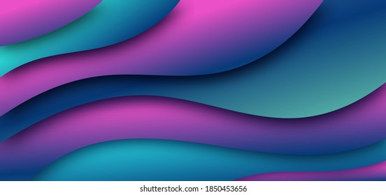 Abstract dark blue pink waves background. You can use for ad, poster, template, business presentation. Vector illustration  