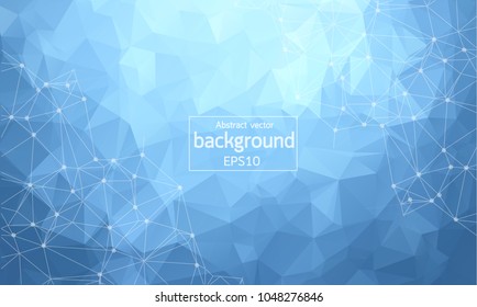 Abstract Dark blue Polygonal Space Background with Connecting Dots and Lines.  Connection structure. Vector science background. Polygonal vector background. Futuristic HUD background.