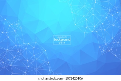 Abstract Dark blue Polygonal Space Background with Connecting Dots and Lines. Geometric Polygonal background molecule and communication. Concept of science, chemistry, biology, medicine, technology.
