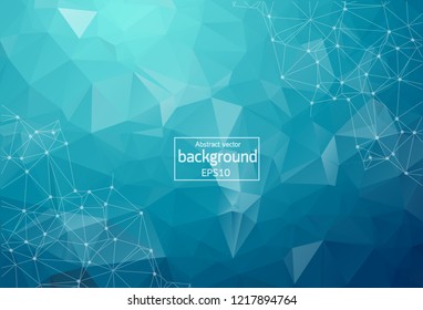 Abstract Dark Blue Polygonal Space Background with Connecting Dots and Lines.  Connection structure. Vector science background. Polygonal vector background. Futuristic HUD background.