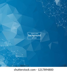 Abstract Dark Blue Polygonal Space Background with Connecting Dots and Lines.  Connection structure. Vector science background. Polygonal vector background. Futuristic HUD background.