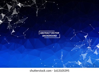 Abstract Dark Blue Polygonal Space Background with Connecting Dots and Lines.  Connection structure. Vector science Futuristic HUD background.