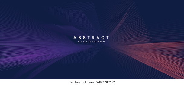 Abstract dark blue, purple geometric digital future technology flowing line background. Yellow-green-navy blue gradient wave lines texture web banner background for cover, header, poster, slide