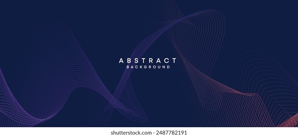 Abstractas azul oscuro, púrpura geométrica tecnología de futuro digital fluyendo fondo de línea. Fondo de Anuncio de Web de textura de líneas de onda de degradado azul amarillo-verde-azul marino para cubierta, cabecera, póster, diapositiva