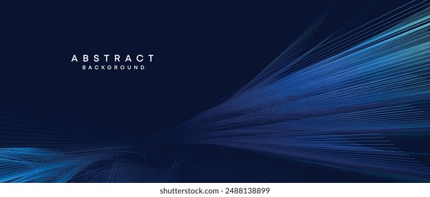 Abstractas azul oscuro, púrpura geométrica tecnología de futuro digital fluyendo fondo de línea. Fondo de Anuncio de Web de textura de líneas de onda de degradado azul amarillo-verde-azul marino para cubierta, cabecera, póster, diapositiva