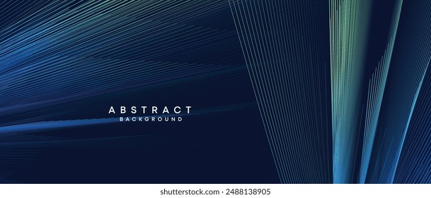Abstract dark blue, purple geometric digital future technology flowing line background. Yellow-green-navy blue gradient wave lines texture web banner background for cover, header, poster, slide