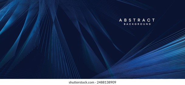 Abstractas azul oscuro, púrpura geométrica tecnología de futuro digital fluyendo fondo de línea. Fondo de Anuncio de Web de textura de líneas de onda de degradado azul amarillo-verde-azul marino para cubierta, cabecera, póster, diapositiva