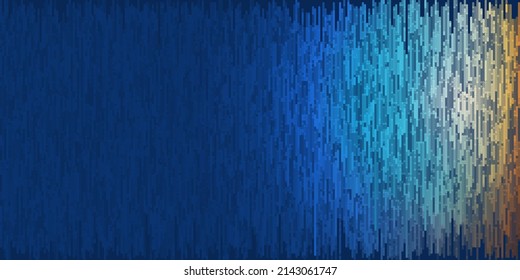 Abstract Dark Blue Random Sized, Placed Colored Vertcial Pixelated Lines Pattern - Gradient Shade Background Design in Editable Vector Format