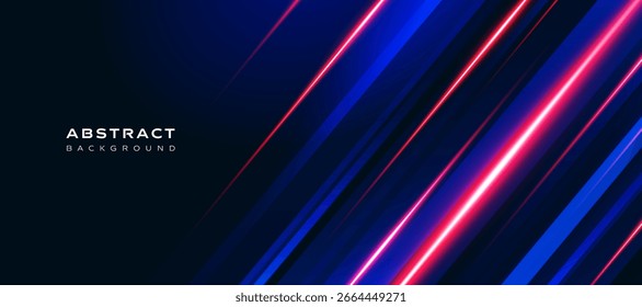 Abstractas fondo azul oscuro y rojo con rayas de luz diagonales brillantes, Anuncio de Sitio web, cubierta, presentación. Diseño de Vector Horizontal moderno con efectos de gradiente vibrantes