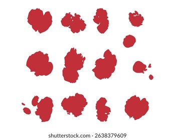 Abstract Dark Blue and red Blob Pattern on White Background,  various indigo and red-colored, irregular blot shapes, creating a unique and modern abstract pattern against a clean abstract, pattern, bl
