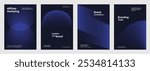 Abstract dark blue shape gradient poster set. Business marketing Modern branding strategy in abstract black gradient poster. Abstract dark blue vector poster set with business marketing concept.