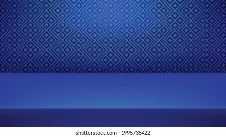 Abstract dark blue  Square geometric  pattern  background with studio backdrops. product display with copy space for display of content design.Banner for advertise product.