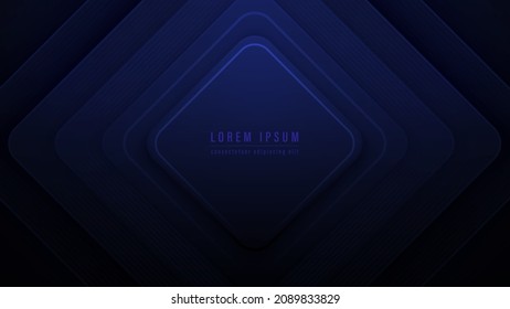Abstract dark blue square shapes with lines background. Vector illustration