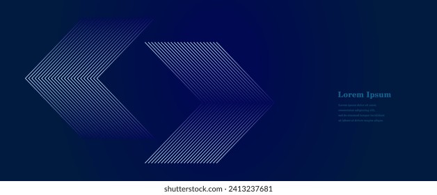 abstract dark blue stripe line, geometric arrow texture background, futuristic technology, retro styled concept