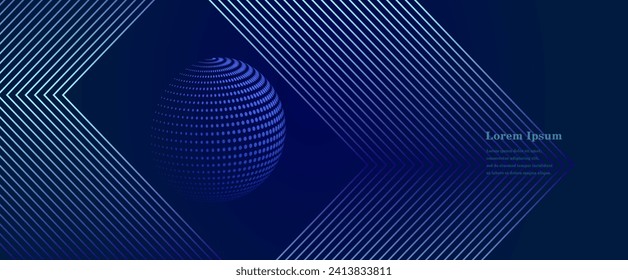 abstract dark blue stripe line, geometric dot pattern texture background, futuristic technology, scientific concept