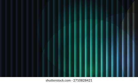 Abstract dark blue and teal gradient 3D render background with vertical stripes, isolated on white background, for modern design.