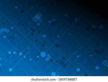 Abstract dark blue tech circuit board lines drawing graphic design. Futuristic computer chip background. Vector illustration