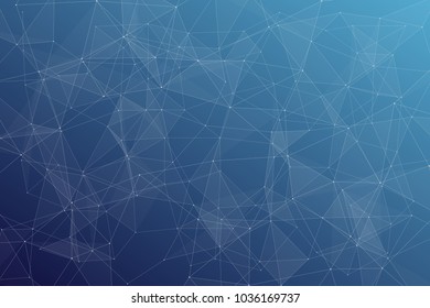 Abstract dark blue technology background, polygonal structure connecting points, vector illustration