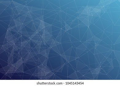 Abstract dark blue technology background, polygonal structure connecting points, vector illustration