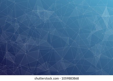 Abstract dark blue technology background, polygonal structure connecting points, vector illustration
