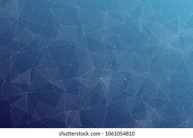 Abstract dark blue technology background, polygonal structure connecting points, vector illustration