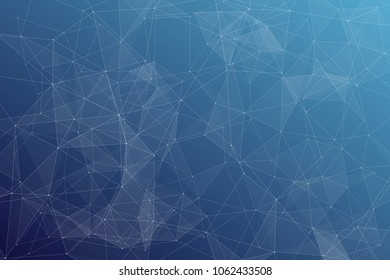 Abstract dark blue technology background, polygonal structure connecting points, vector illustration