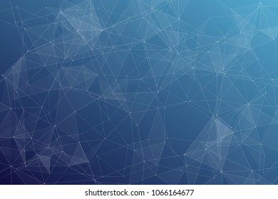 Abstract dark blue technology background, polygonal structure connecting points, vector illustration