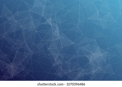 Abstract dark blue technology background, polygonal structure connecting points, vector illustration