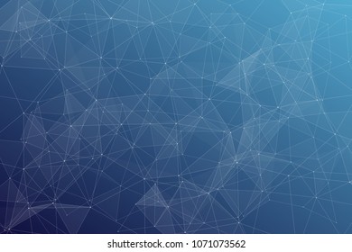 Abstract dark blue technology background, polygonal structure connecting points, vector illustration