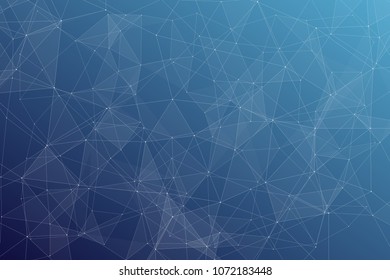 Abstract dark blue technology background, polygonal structure connecting points, vector illustration