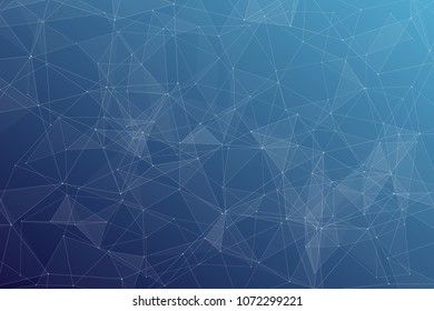 Abstract dark blue technology background, polygonal structure connecting points, vector illustration