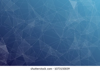 Abstract dark blue technology background, polygonal structure connecting points, vector illustration