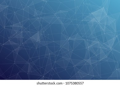 Abstract dark blue technology background, polygonal structure connecting points, vector illustration