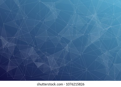 Abstract dark blue technology background, polygonal structure connecting points, vector illustration