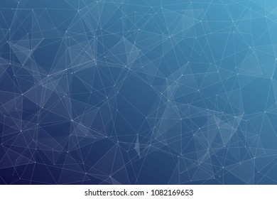 Abstract dark blue technology background, polygonal structure connecting points, vector illustration